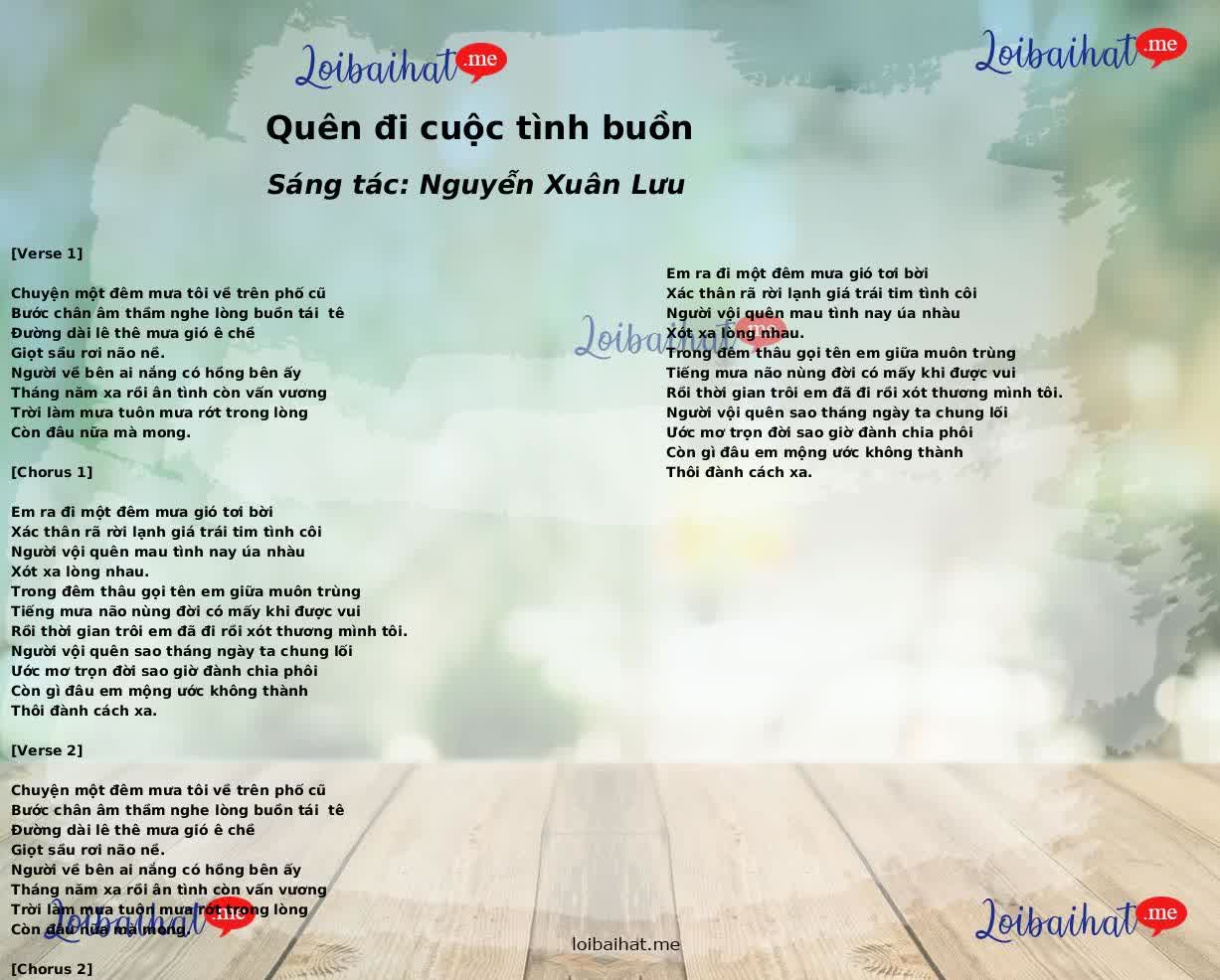 Quên đi cuộc tình buồn