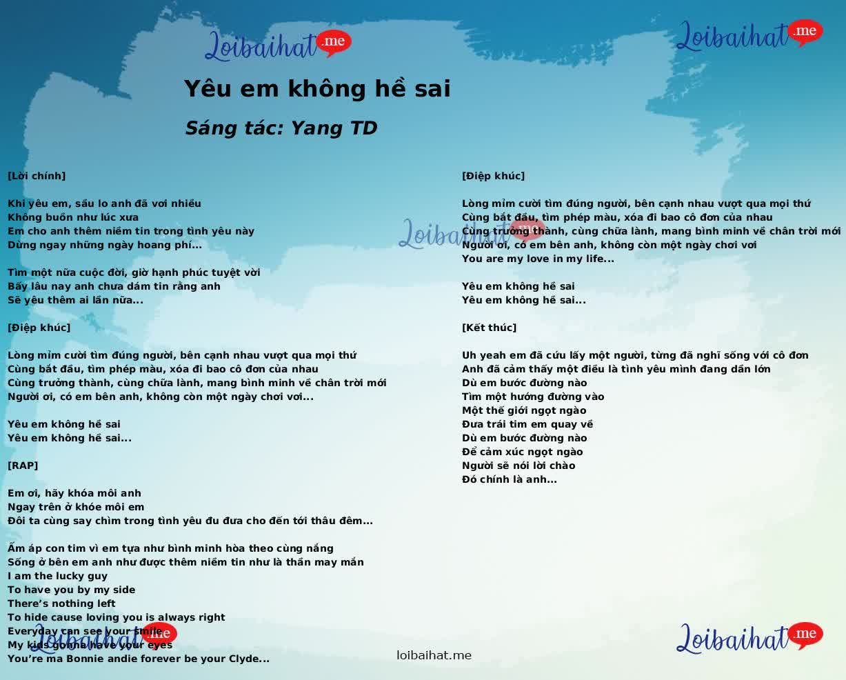 Yêu em không hề sai