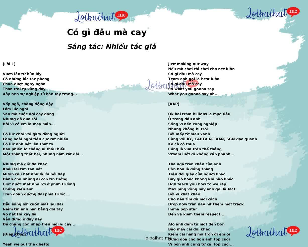 Có gì đâu mà cay