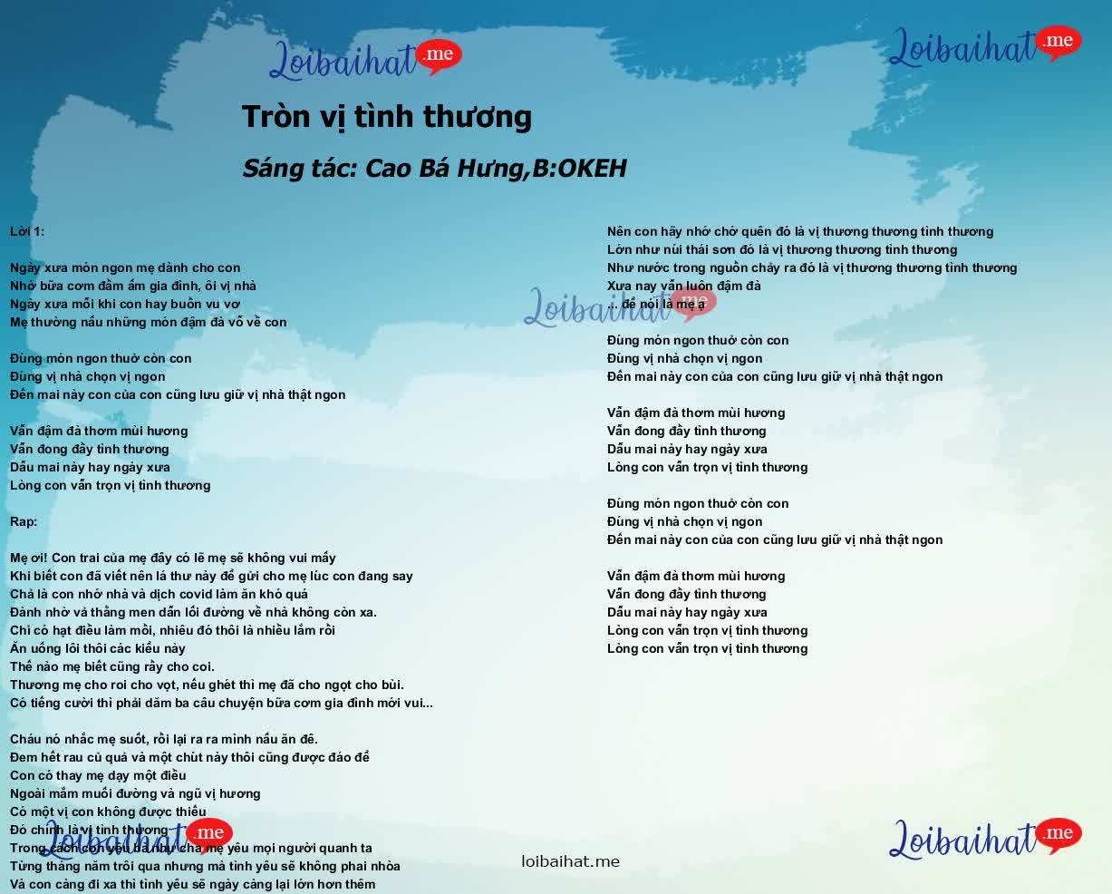 Tròn vị tình thương