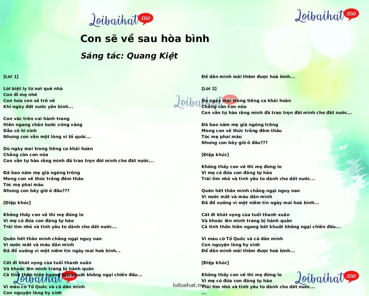 Con sẽ về sau hòa bình