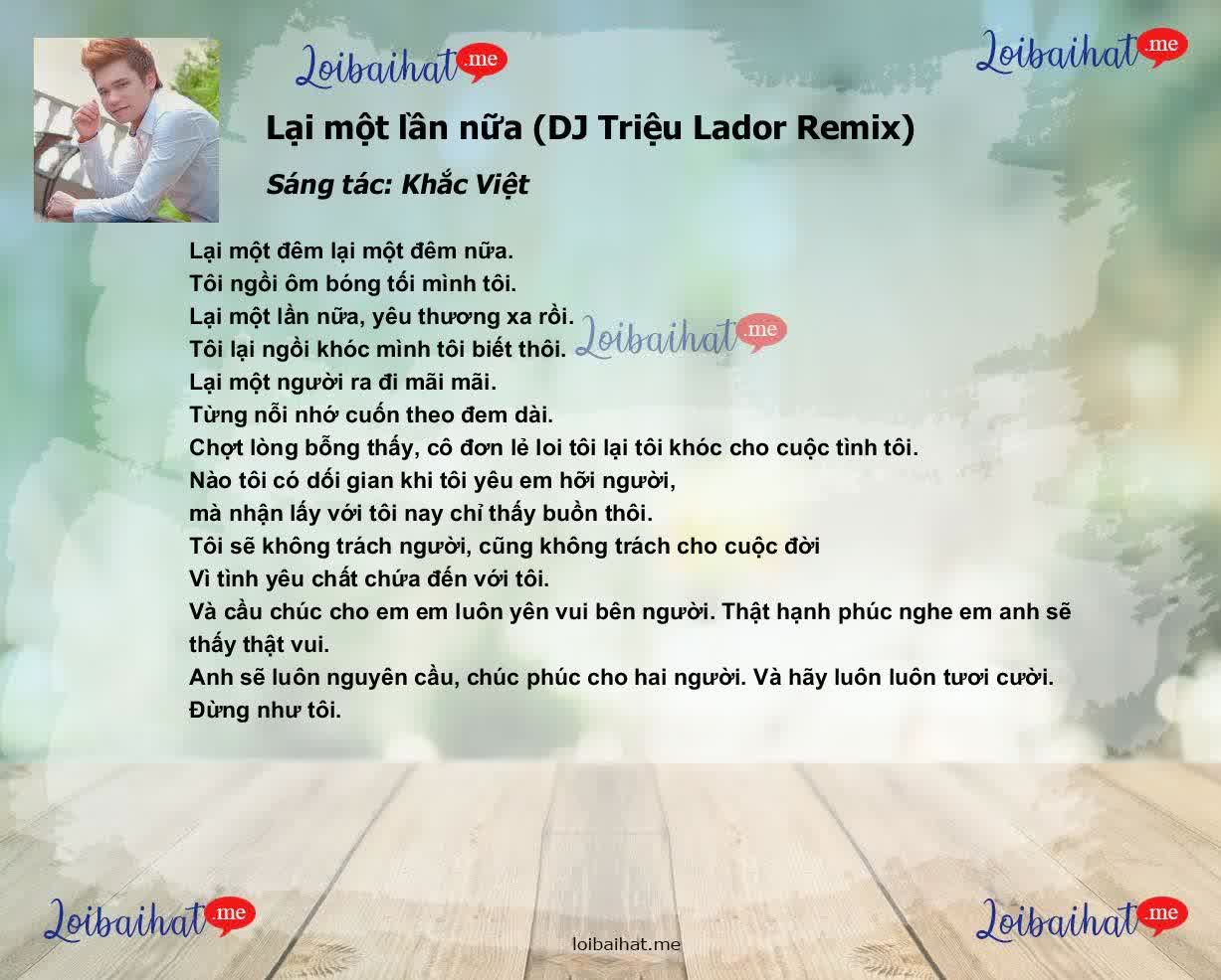 Lại một lần nữa (DJ Triệu Lador Remix)