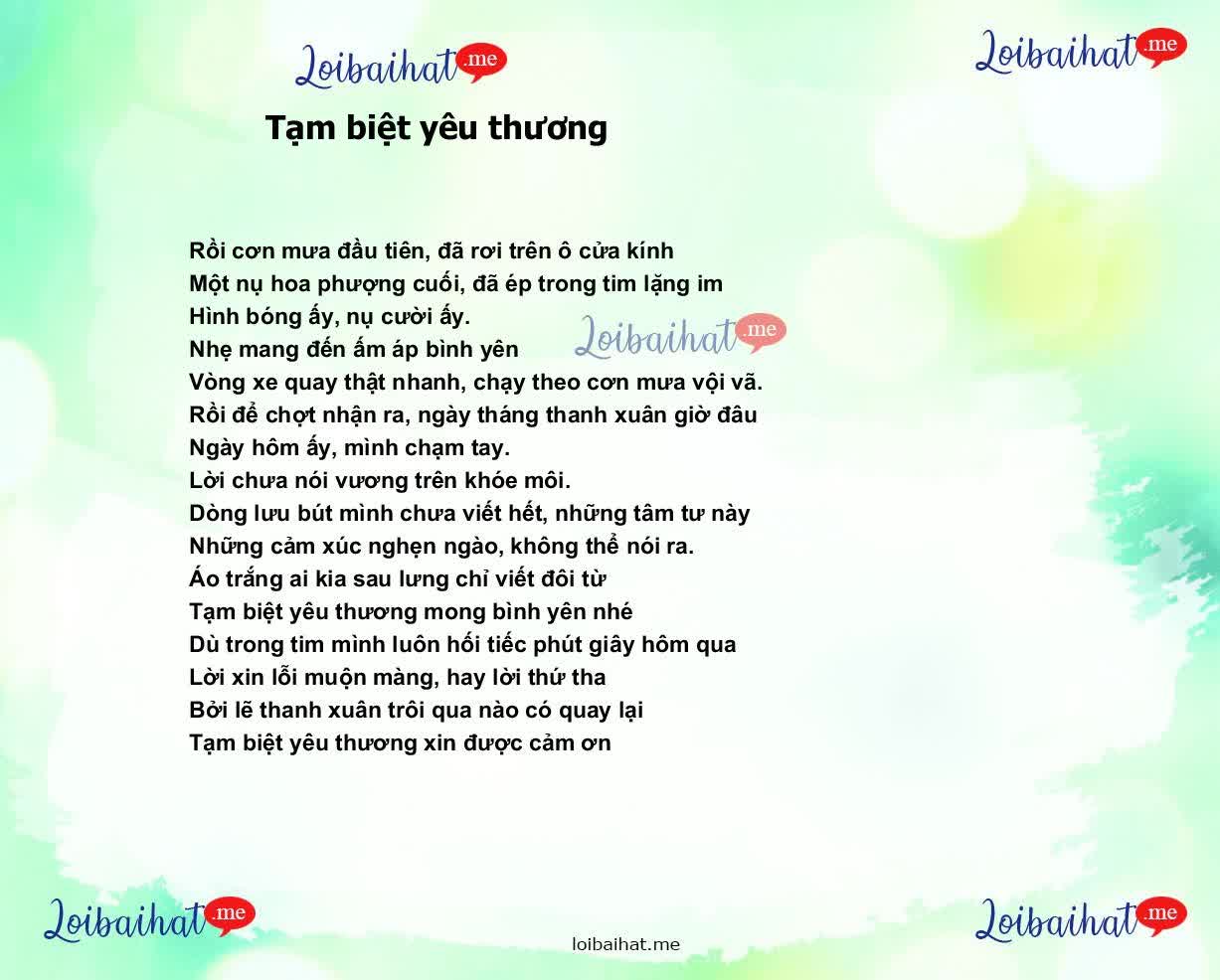 Tạm biệt yêu thương
