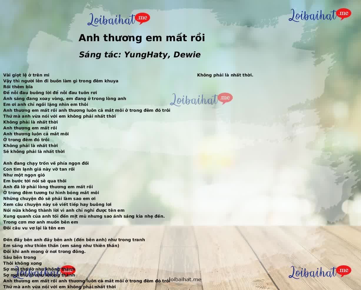 Anh thương em mất rồi
