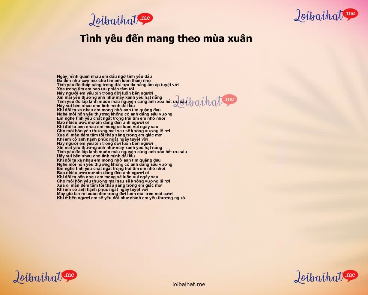 Tình yêu đến mang theo mùa xuân