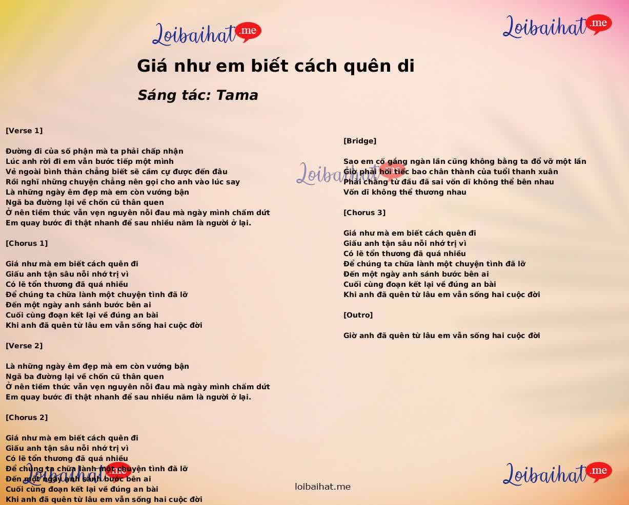 Giá như em biết cách quên di
