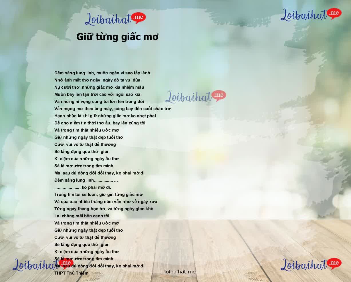 Giữ từng giấc mơ