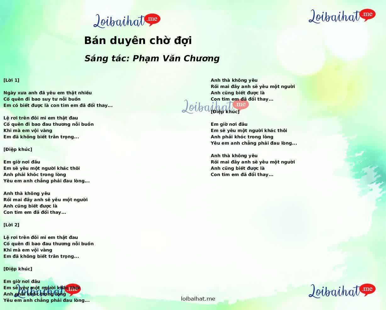 Bán duyên chờ đợi