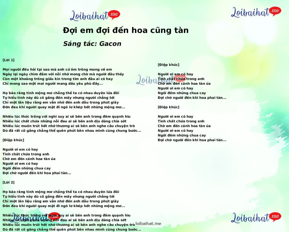 Đợi em đợi đến hoa cũng tàn