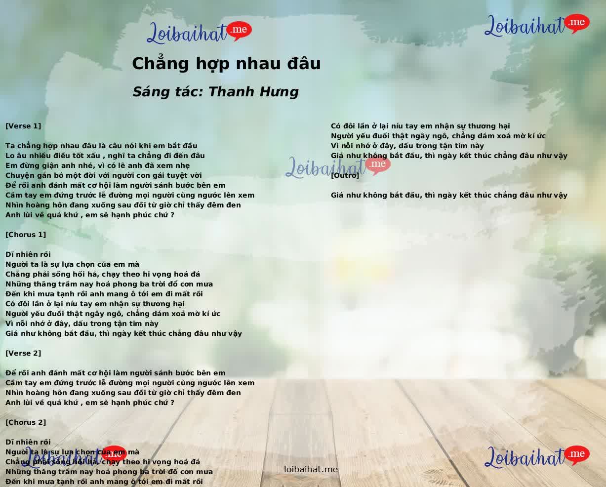 Chẳng hợp nhau đâu