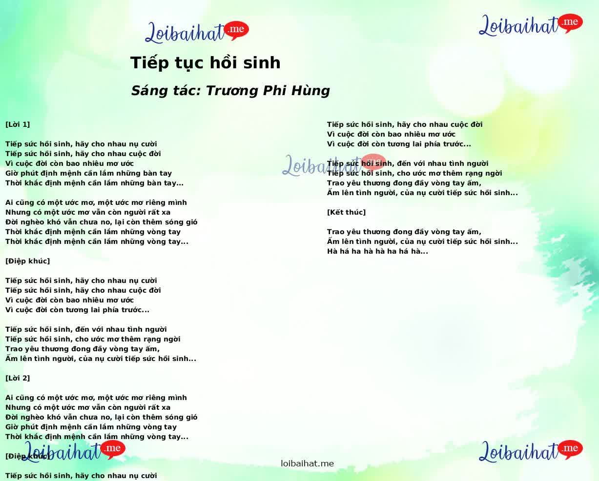 Tiếp tục hồi sinh