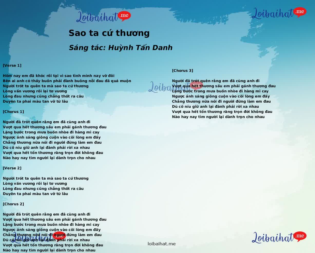 Sao ta cứ thương