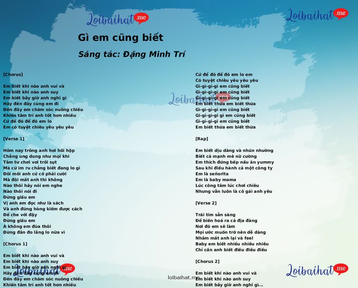 Gì em cũng biết