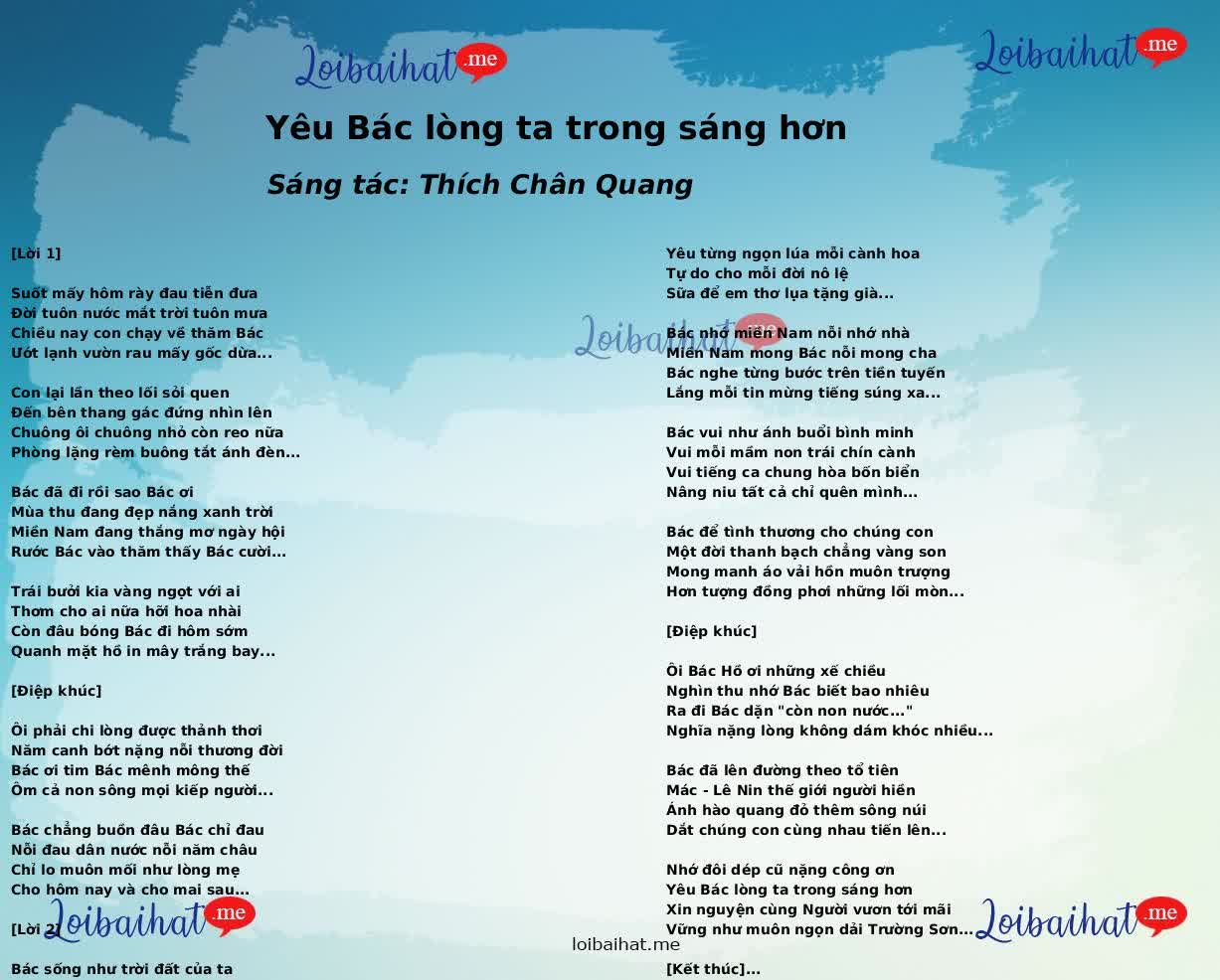 Yêu Bác lòng ta trong sáng hơn