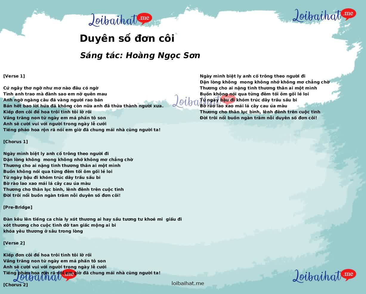 Duyên số đơn côi