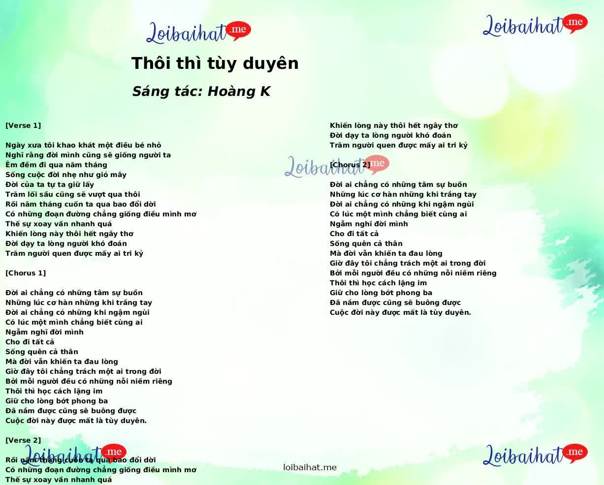Thôi thì tùy duyên