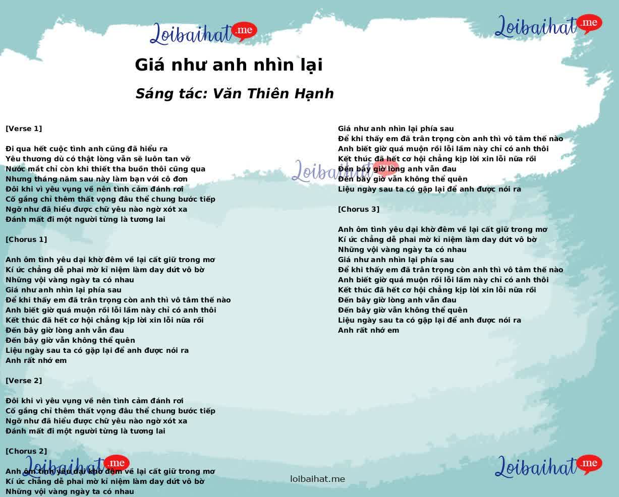Giá như anh nhìn lại