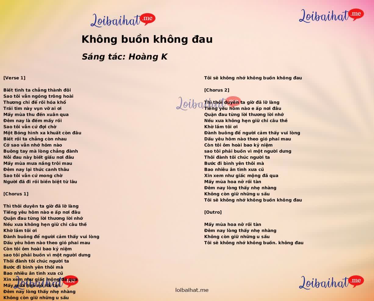 Không buồn không đau
