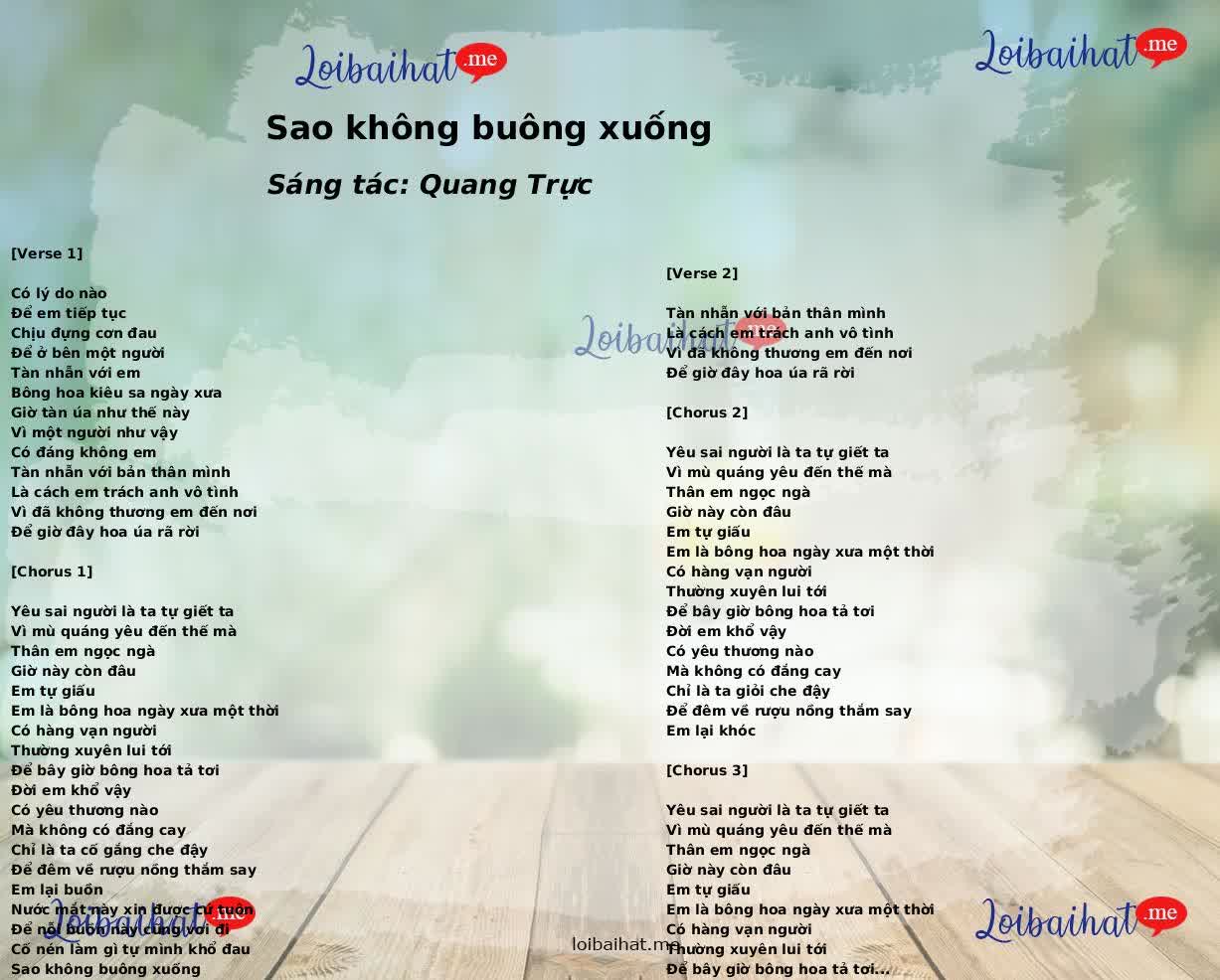 Sao không buông xuống