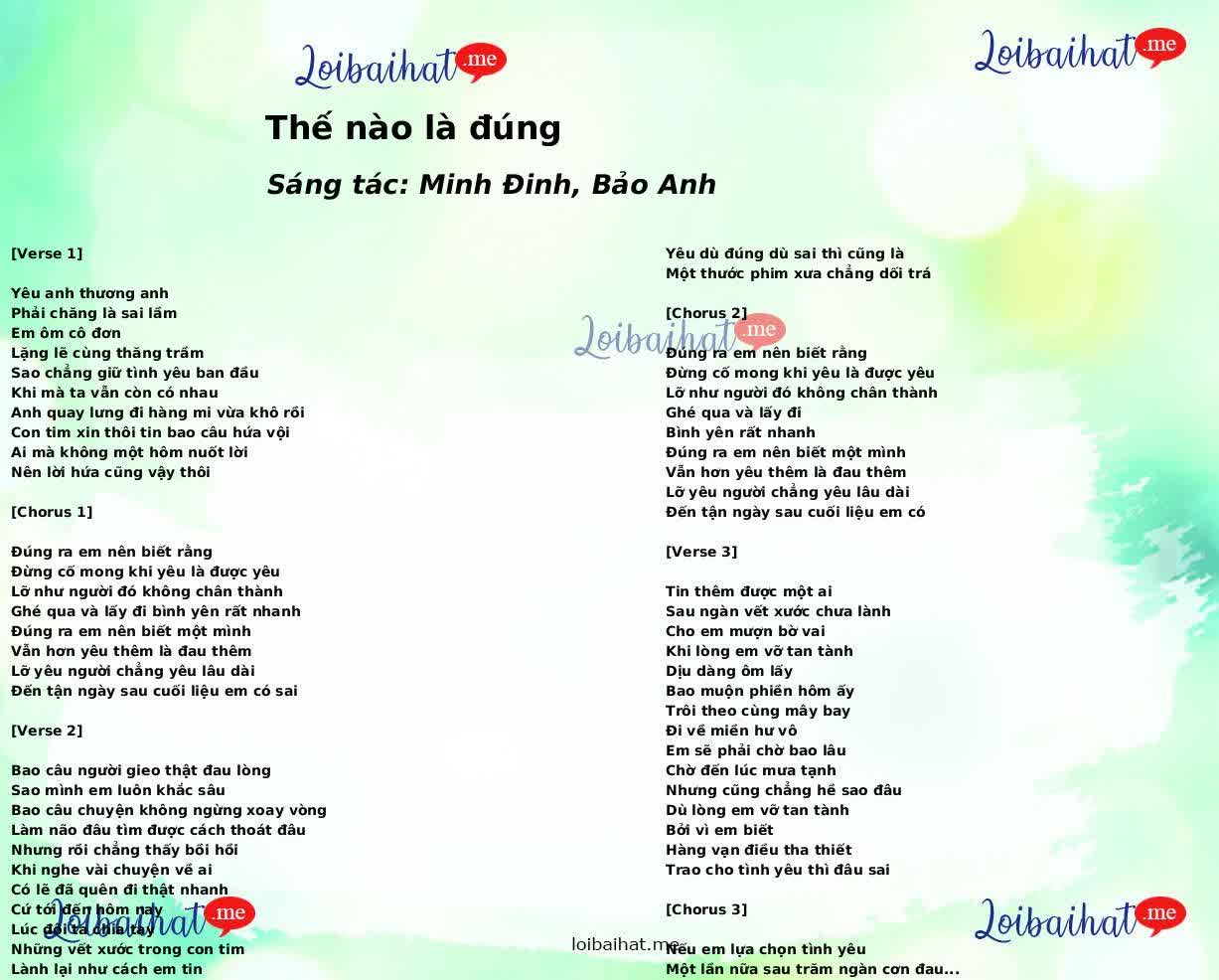 Thế nào là đúng