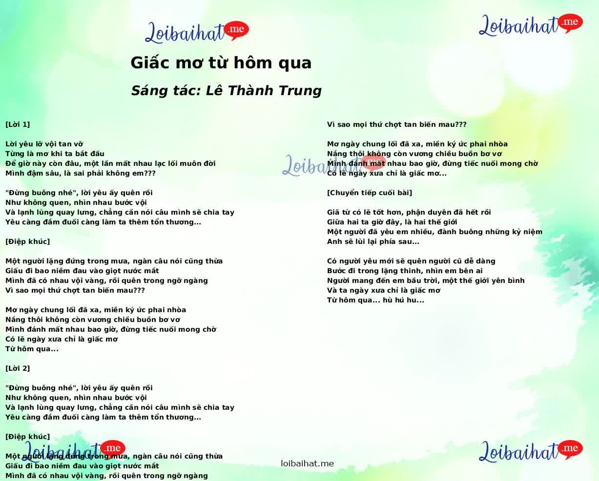 Giấc mơ từ hôm qua