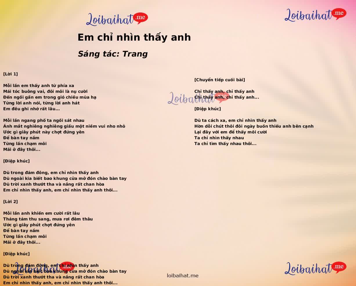Em chỉ nhìn thấy anh