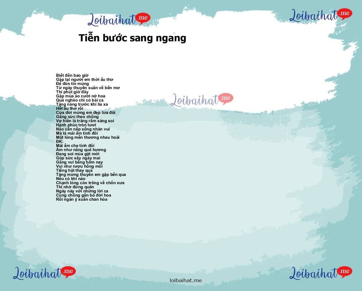 Tiễn bước sang ngang