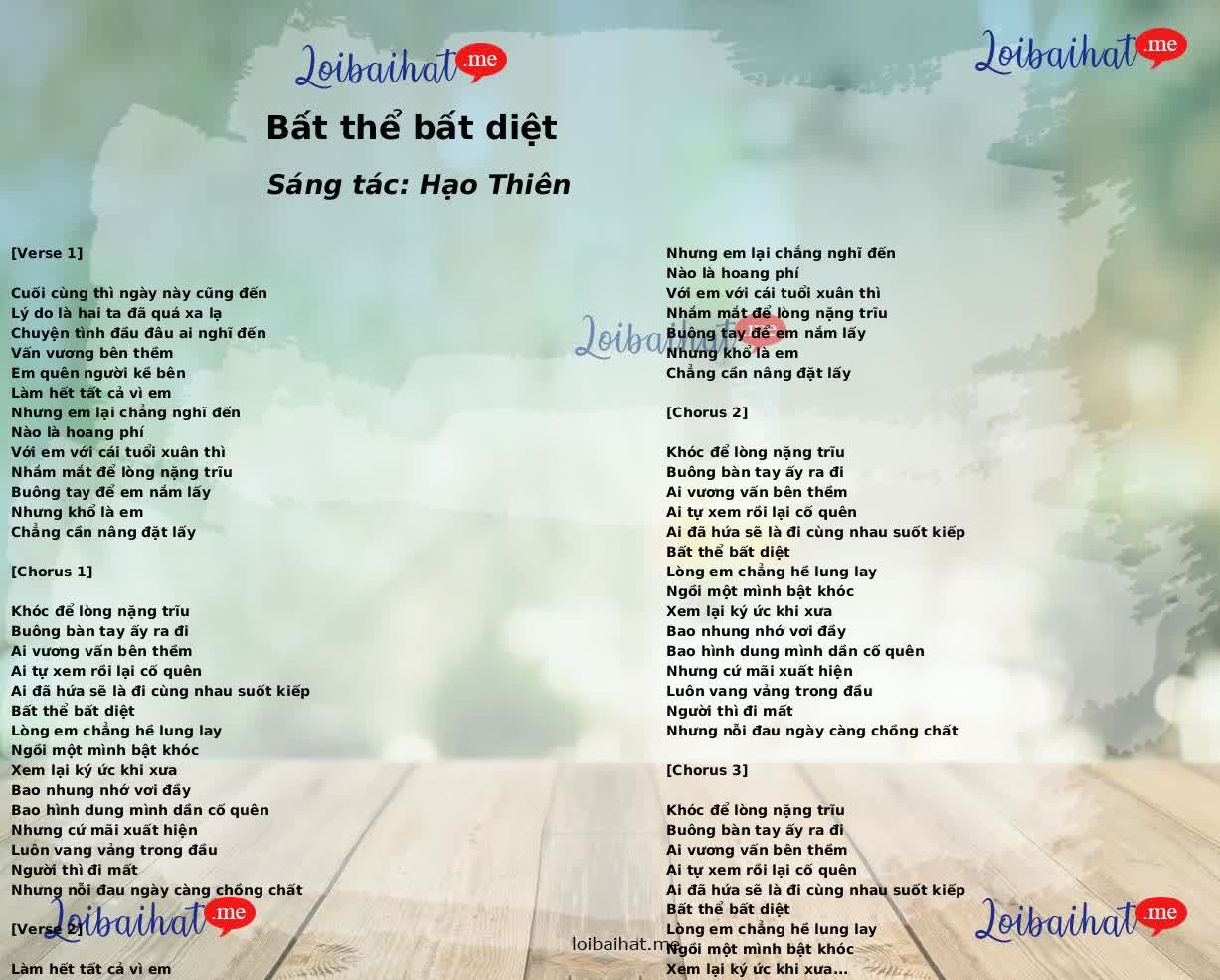 Bất thể bất diệt