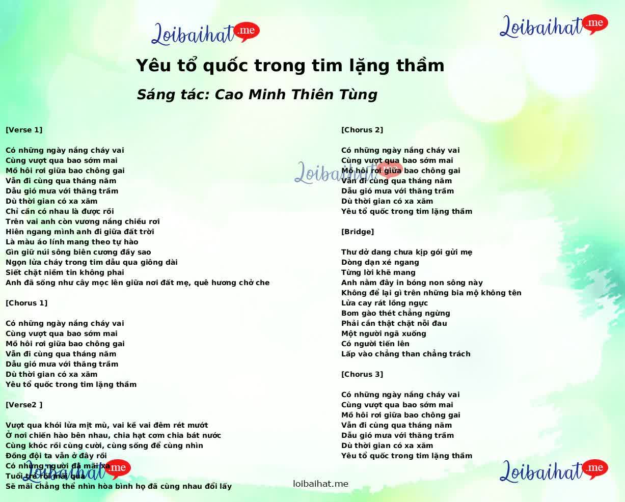 Yêu tổ quốc trong tim lặng thầm