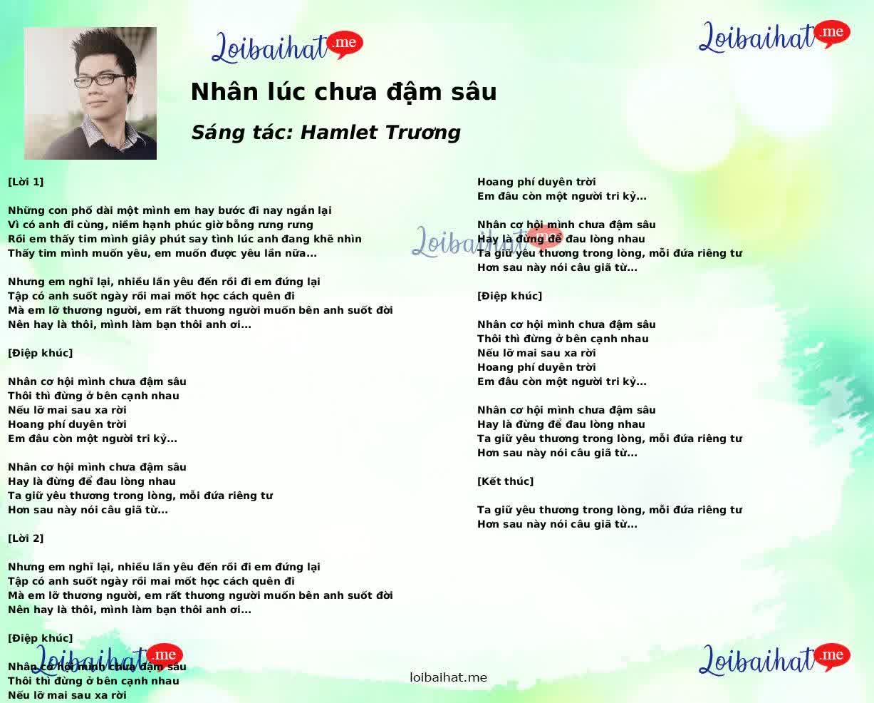 Nhân lúc chưa đậm sâu