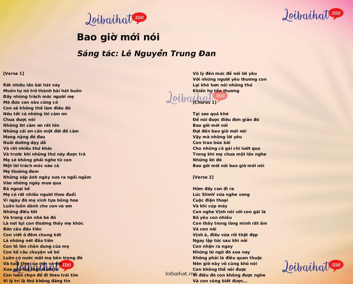 Bao giờ mới nói