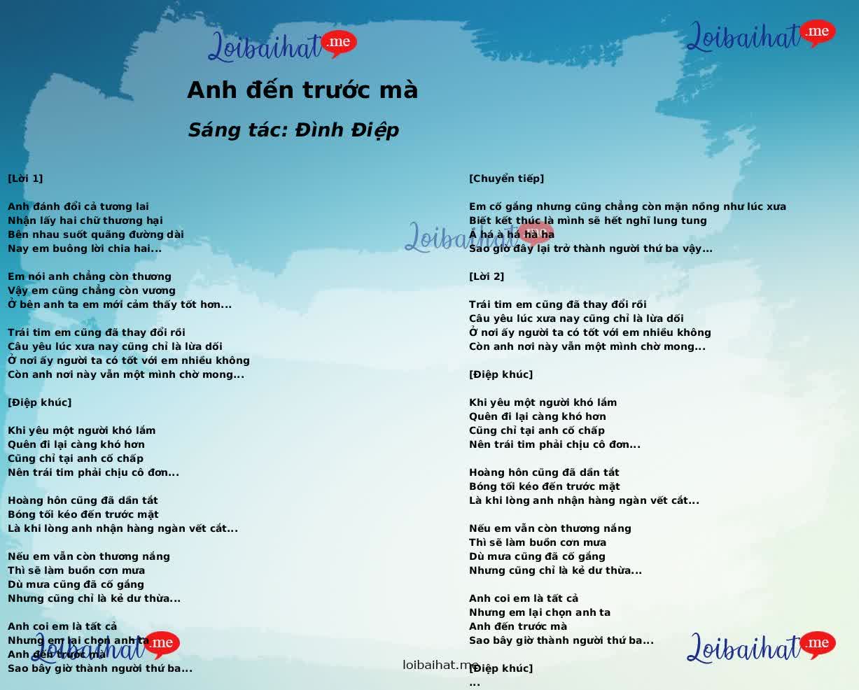 Anh đến trước mà