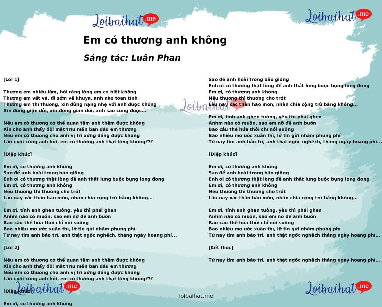 Em có thương anh không