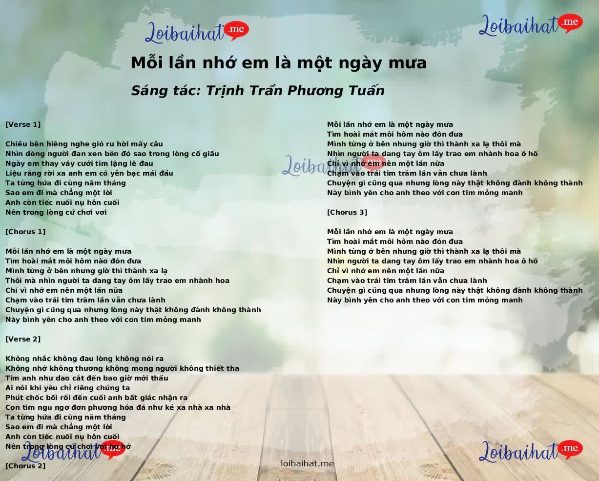 Mỗi lần nhớ em là một ngày mưa