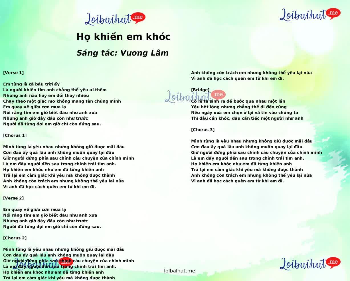 Họ khiến em khóc