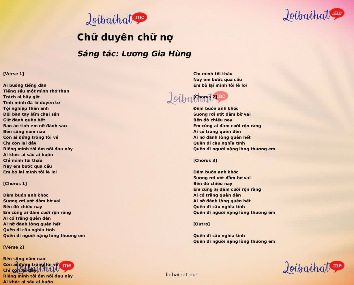 Chữ duyên chữ nợ