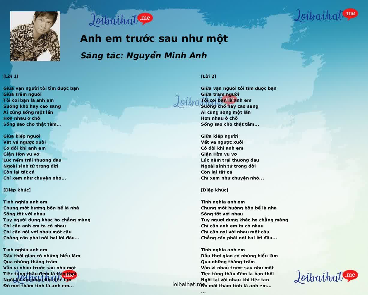 Anh em trước sau như một