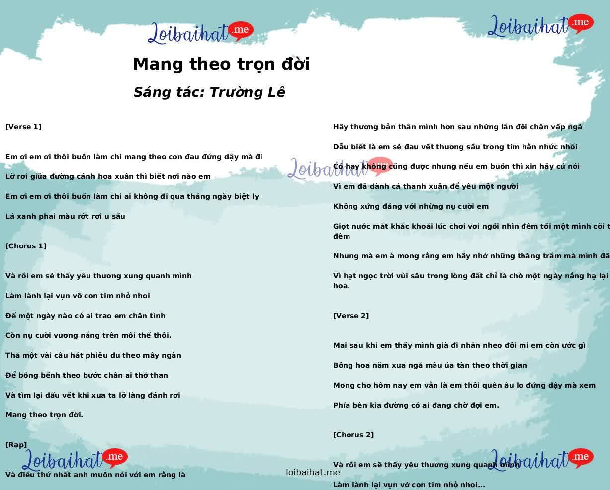 Mang theo trọn đời