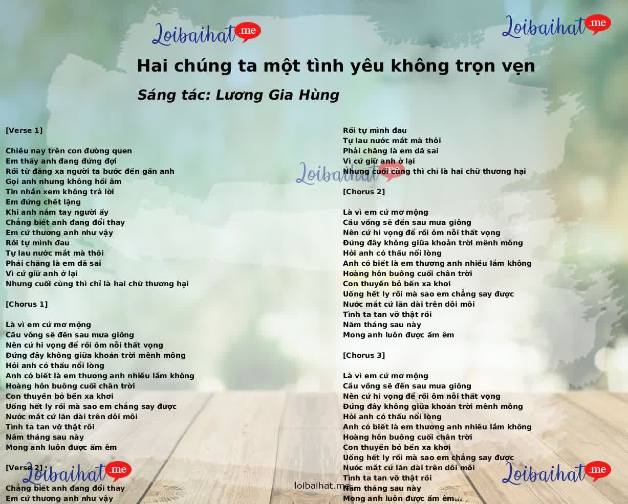 Hai chúng ta một tình yêu không trọn vẹn