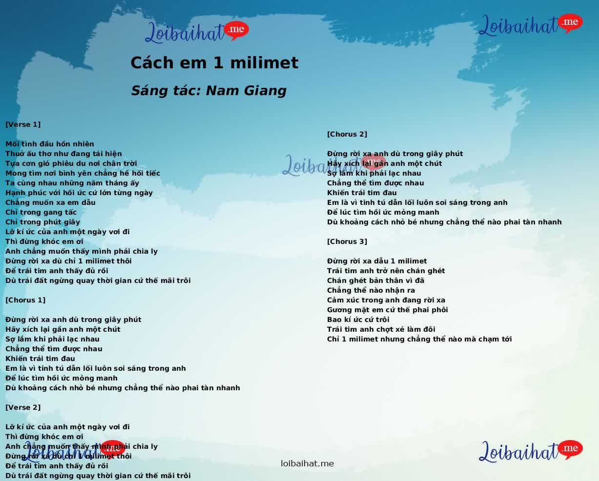 Cách em 1 milimet