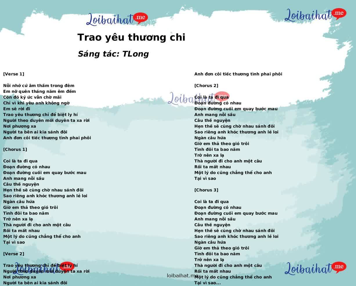 Trao yêu thương chi