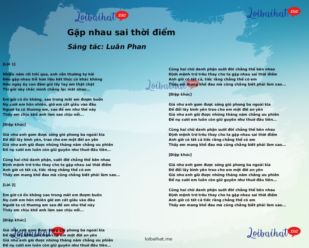 Gặp nhau sai thời điểm