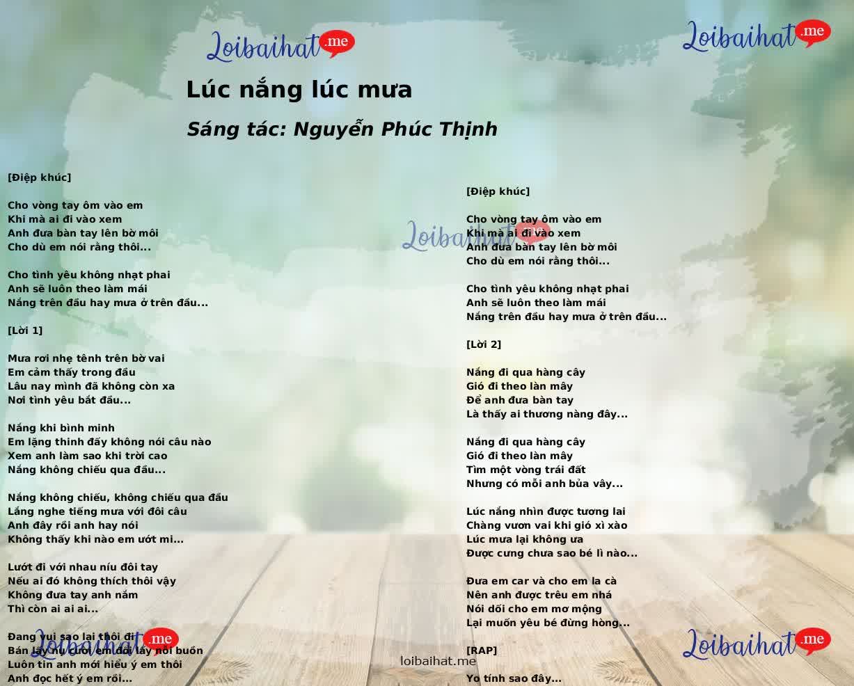 Lúc nắng lúc mưa