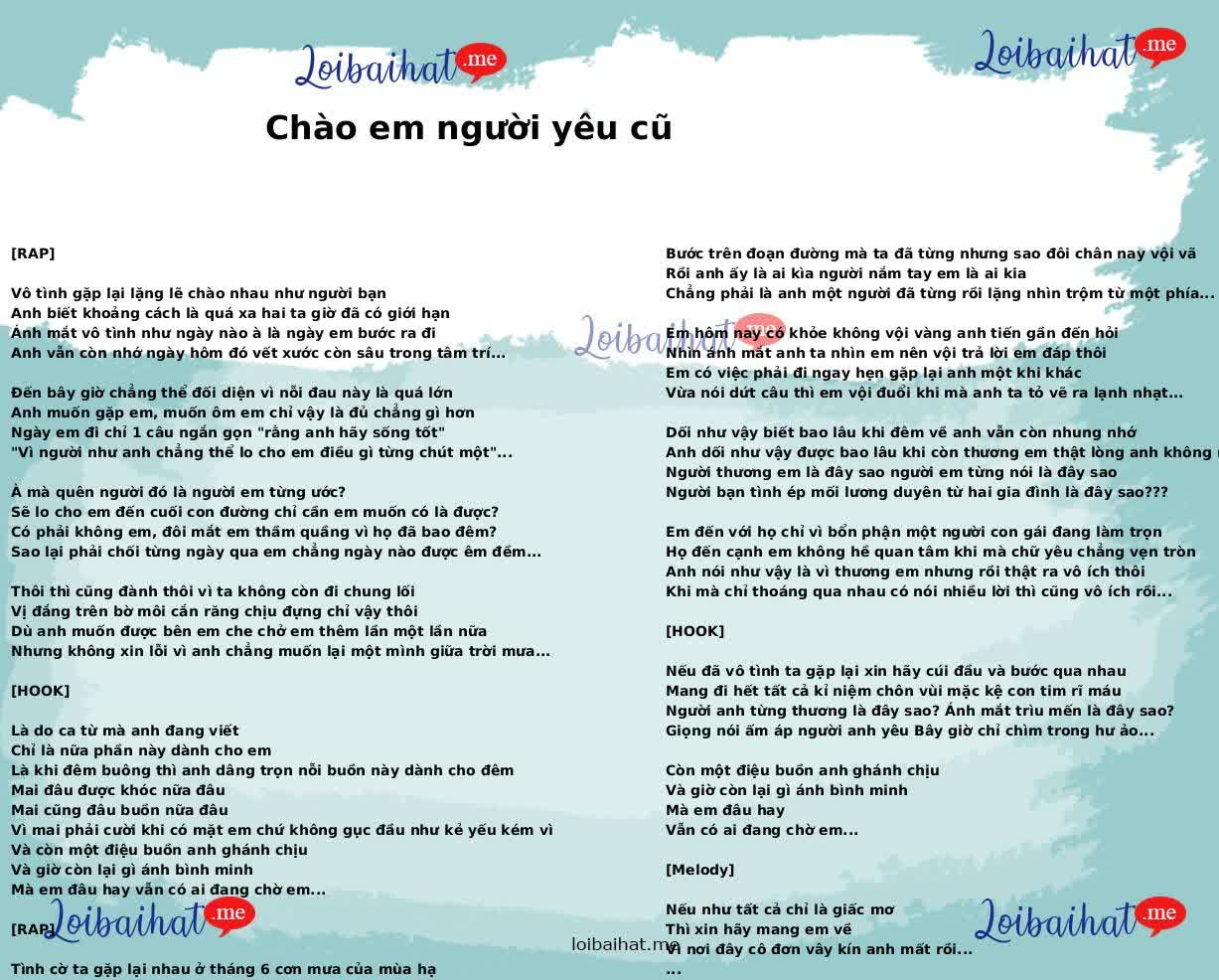 Chào em người yêu cũ