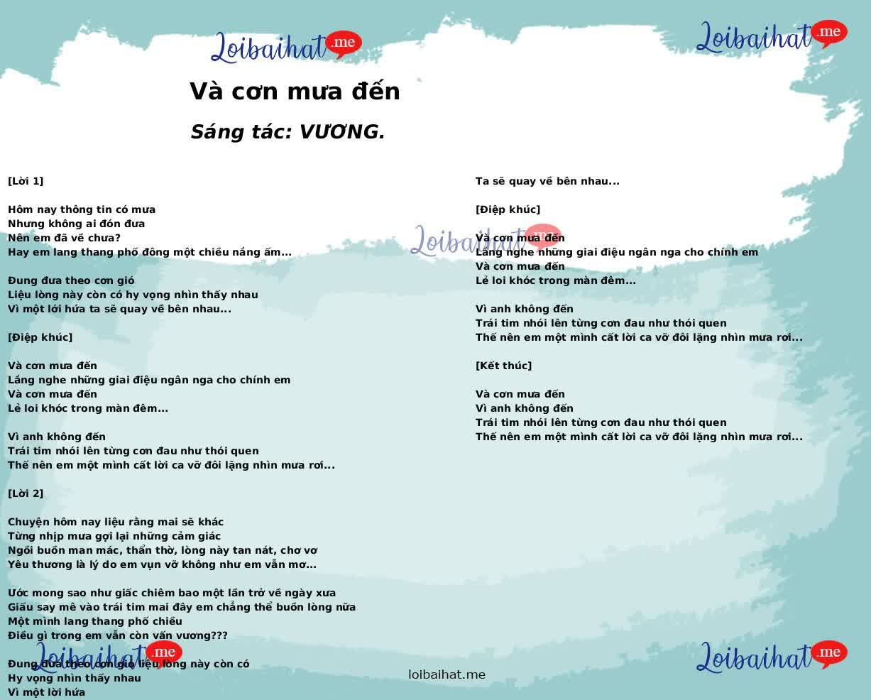 Và cơn mưa đến