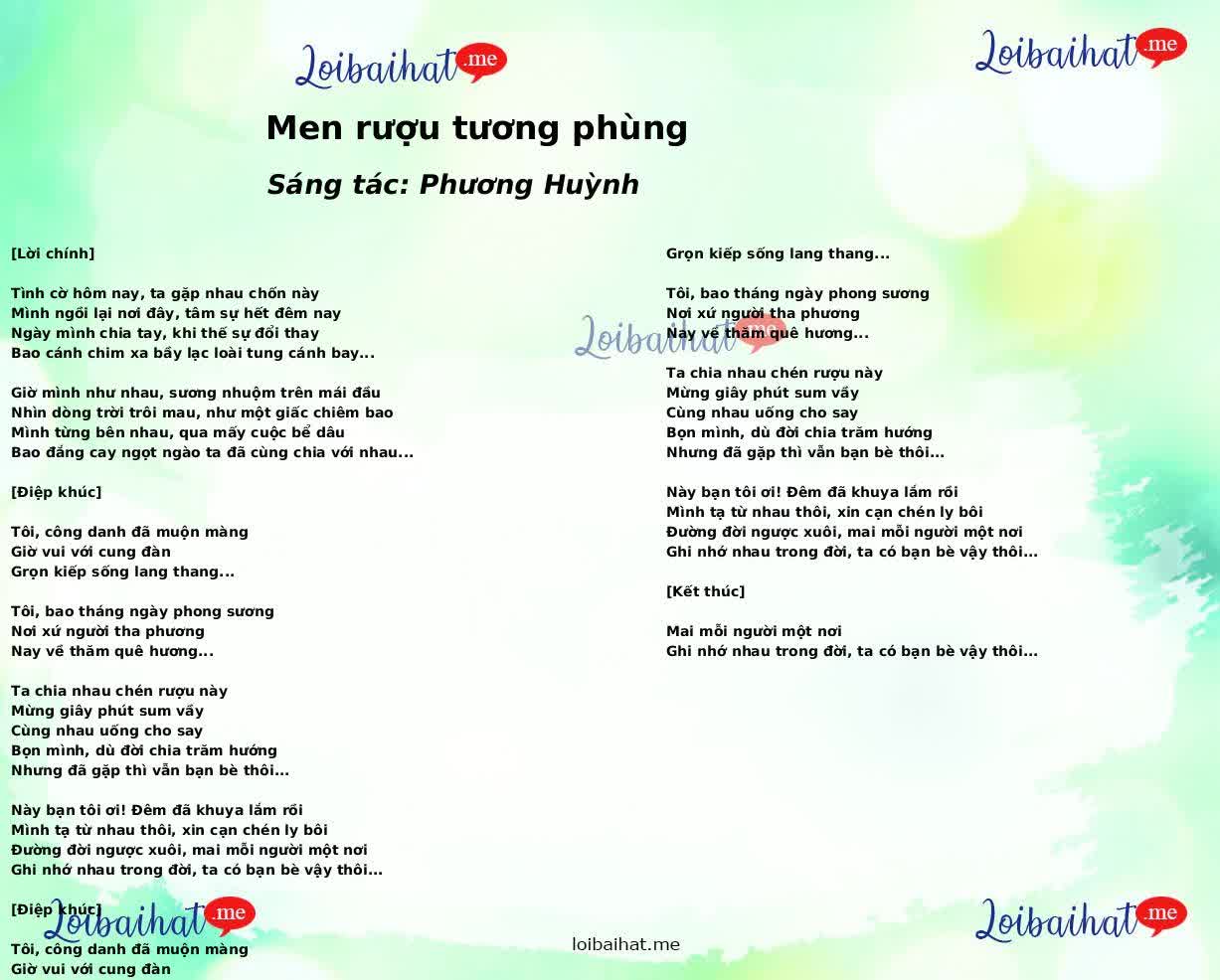 Men rượu tương phùng