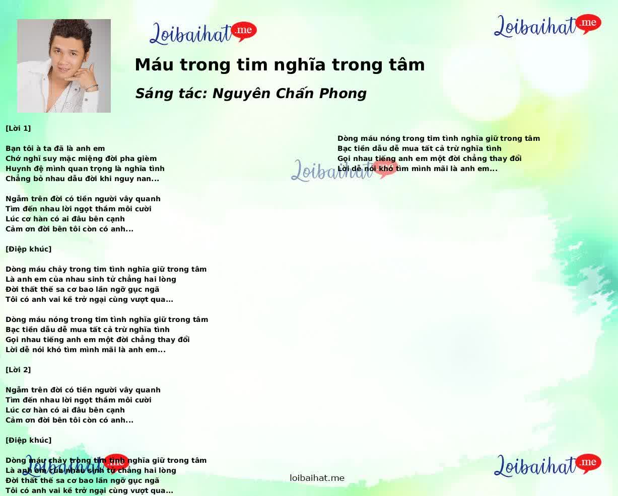 Máu trong tim nghĩa trong tâm