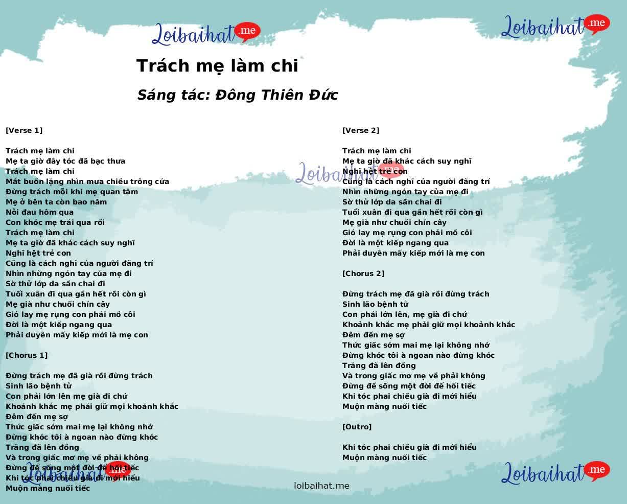 Trách mẹ làm chi