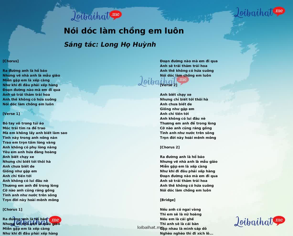 Nói dóc làm chồng em luôn