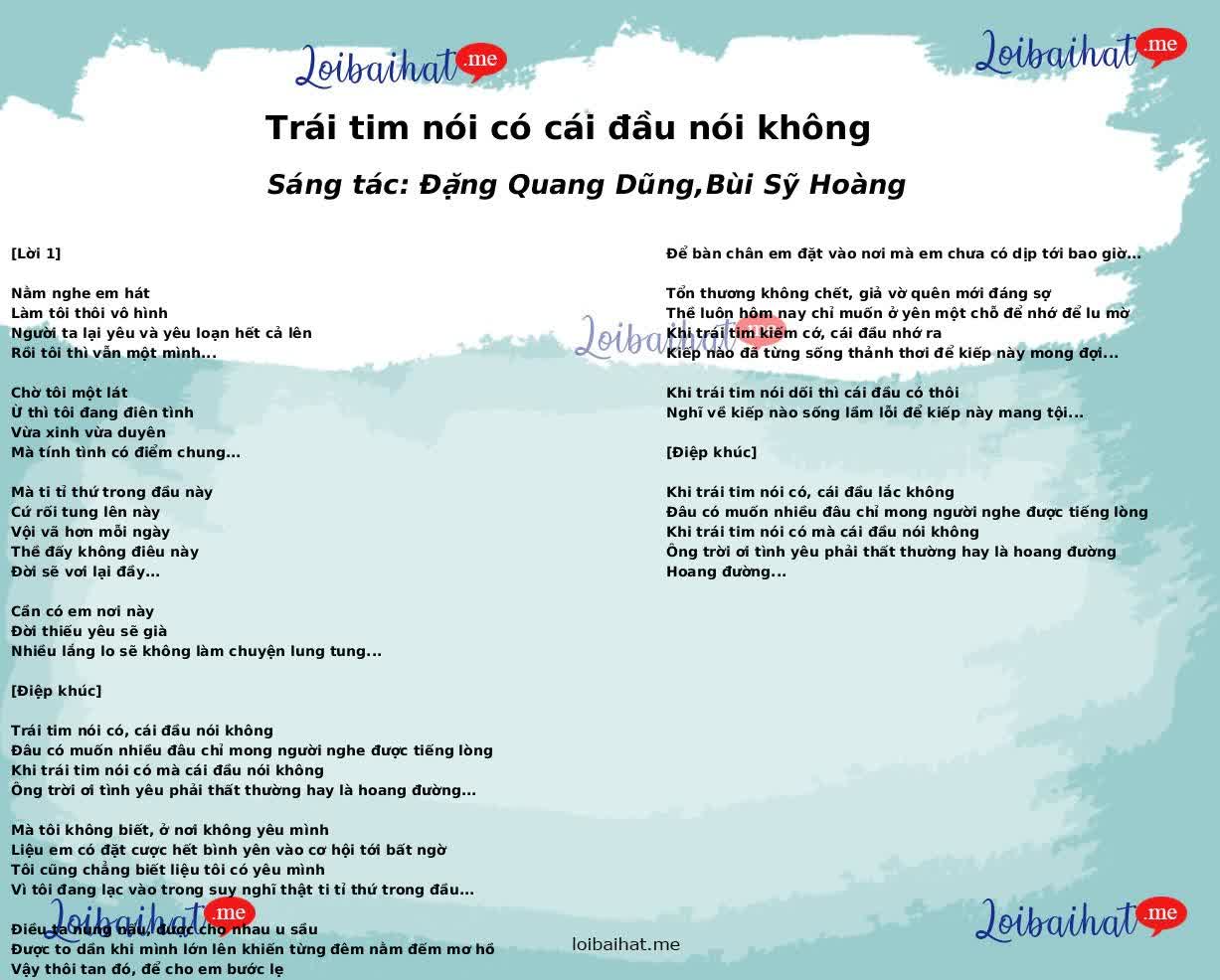 Trái tim nói có cái đầu nói không
